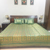 Banarasi Bed Cushion & Pillow Cover Teal Green Peacock Set Silk & Woven Brocade