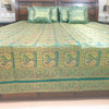 Banarasi Bed Cushion & Pillow Cover Teal Green Peacock Set Silk & Woven Brocade