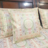Banarasi Bed Cushion & Pillow Cover Set White Mandala Silk & Woven Zari Brocade