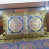Banarasi Bed Cushion & Pillow Cover Set Dark Blue Mandala Silk & Woven Brocade