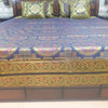 Banarasi Bed Cushion & Pillow Cover Set Dark Blue Mandala Silk & Woven Brocade