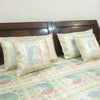 Banarasi Bed Cushion & Pillow Cover Set Peacock White Silk & Woven Brocade Gift