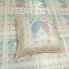 Banarasi Bed Cushion & Pillow Cover Set Peacock White Silk & Woven Brocade Gift