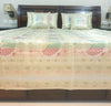 Banarasi Bed Cushion & Pillow Cover Set Peacock White Silk & Woven Brocade Gift