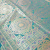 Banarasi Bed Cushion & Pillow Cover Set Teal Green Mandala Silk & Woven Brocade