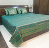 Banarasi Bed Cushion & Pillow Cover Set Teal Green Mandala Silk & Woven Brocade