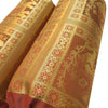 30x15 Inch Bolster Cover Brown Indian Woven Zari Brocade Banarasi Silk Elephant