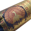 30x15 Inch Bolster Cover Blue Indian Peacock Woven Zari Brocade Banarasi Silk