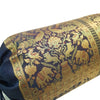30x15 Inch Bolster Cover Blue Indian Decor Woven Zari Brocade Banarasi Silk