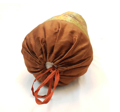 30x15 Inch Bolster Cover Brown Indian Elephant Woven Zari Brocade Banarasi Silk