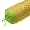 30x15 Inch Bolster Cover Indian Green Mandala Woven Zari Brocade Banarasi Silk