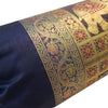 30x15 Inch Bolster Cover Decor Blue Elephant Woven Zari Brocade Banarasi Silk