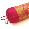 30x15 Inch Red Bolster Cover Indian Woven Zari Brocade Banarasi Silk Elephant