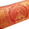 30x15 Inch Maroon Bolster Cover Peacock Woven Zari Brocade Banarasi Silk Decor