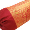 30x15 Inch Maroon Bolster Cover Peacock Woven Zari Brocade Banarasi Silk Decor