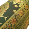 30x15 Inch Bolster Cover Bottle Green Peacock Woven Zari Brocade Banarasi Silk