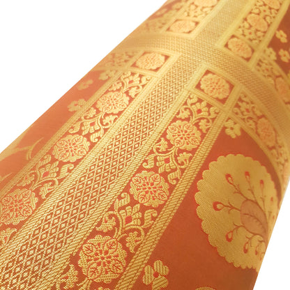 30x15 Inch Bolster Cover Home Decor Peacock Woven Zari Brocade Banarasi Silk