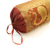30x15 Inch Bolster Cover Home Decor Peacock Woven Zari Brocade Banarasi Silk