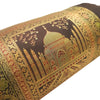 30x15 Inch Bolster Cover Decor Black Taj Mahal Woven Zari Brocade Banarasi Silk