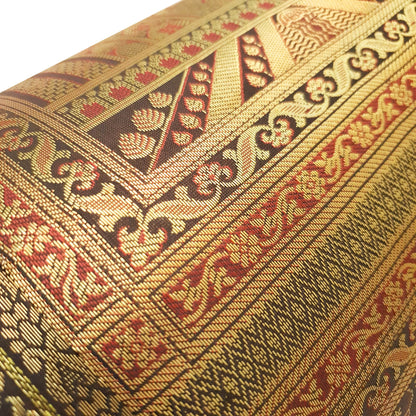 30x15 Inch Bolster Cover Decor Black Taj Mahal Woven Zari Brocade Banarasi Silk
