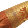 30x15 Inch Brown Bolster Cover Decor Peacock Woven Zari Brocade Banarasi Silk