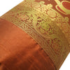 30x15 Inch Brown Bolster Cover Decor Peacock Woven Zari Brocade Banarasi Silk