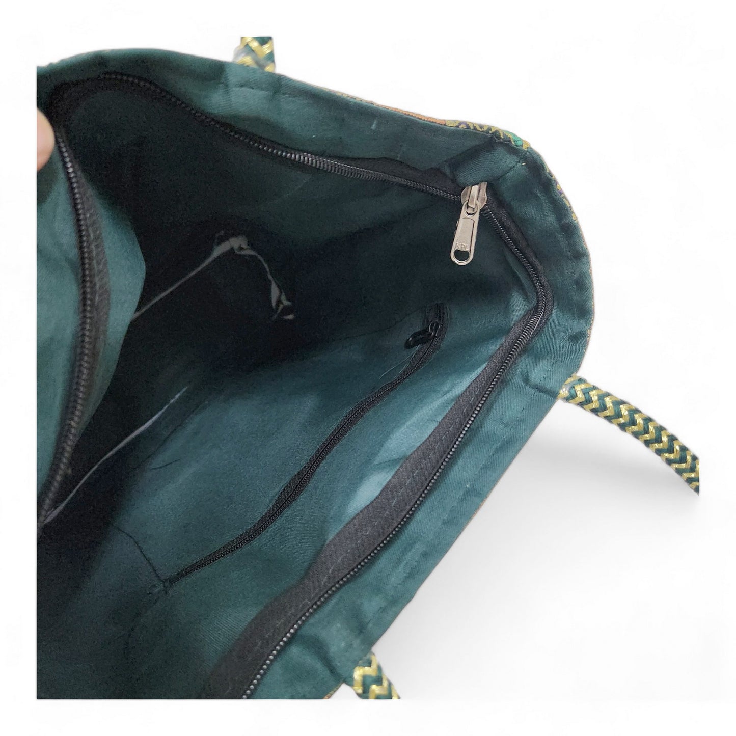 Green Handbag Indian Ethnic Elephant Woven Zari Brocade Fabric Shoulder Hand Bag