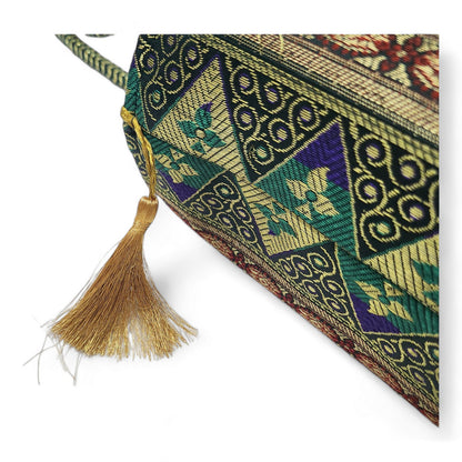 Green Handbag Indian Ethnic Elephant Woven Zari Brocade Fabric Shoulder Hand Bag