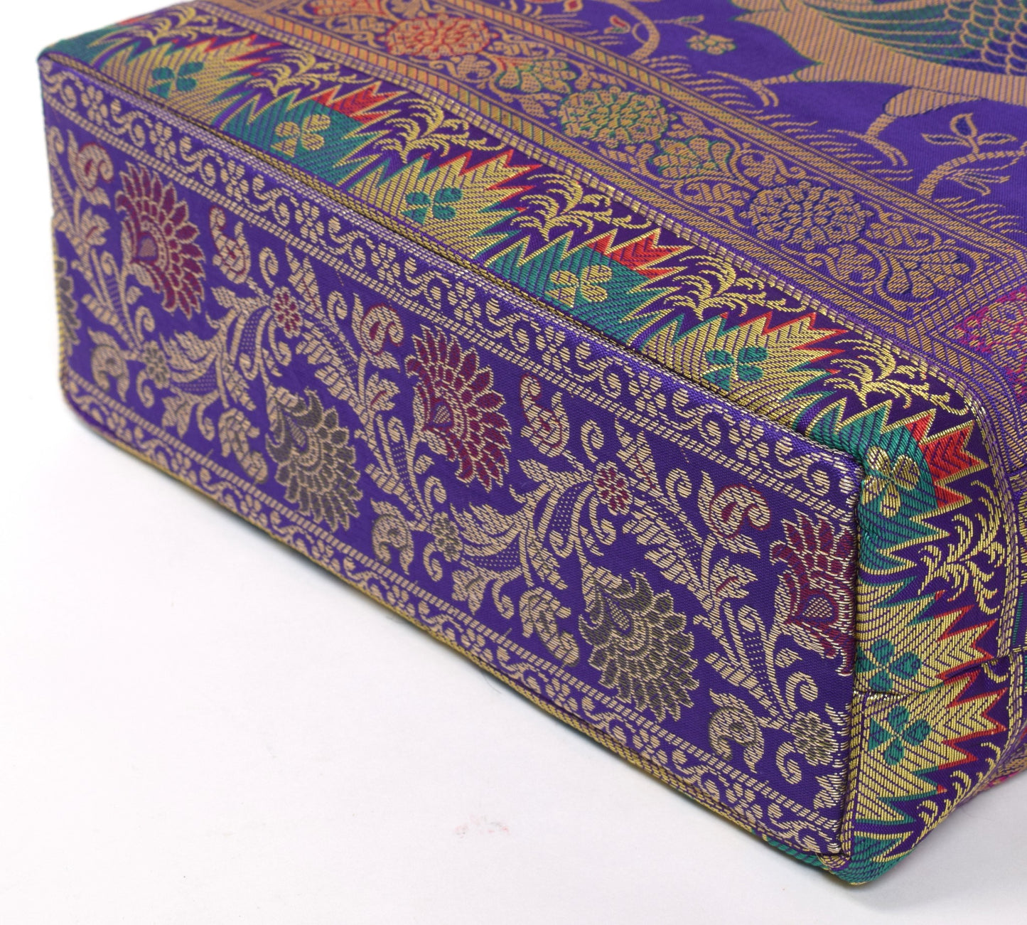 Purple Handbag Indian Ethnic Woven Peacock Zari Brocade Fabric Shoulder Hand Bag