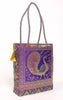 Purple Handbag Indian Ethnic Woven Peacock Zari Brocade Fabric Shoulder Hand Bag