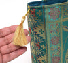 Aqua Green Handbag Ethnic Woven Zari Brocade Fabric Elephant Shoulder Hand Bag