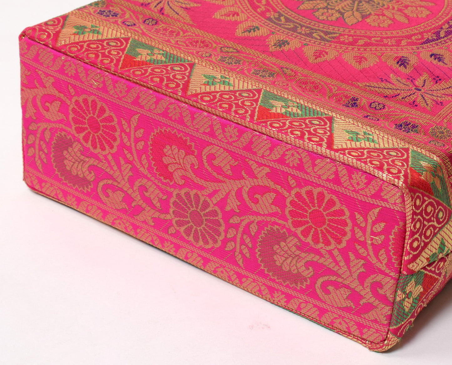 Pink Handbag Indian Ethnic Mandala Woven Zari Brocade Fabric Shoulder Hand Bag