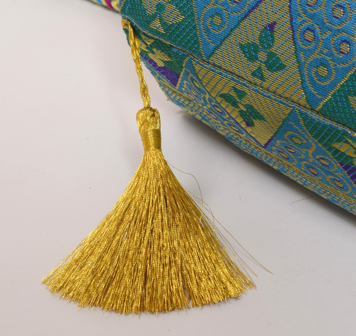 Turquoise Blue Handbag Indian Ethnic Woven Zari Brocade Floral Shoulder Hand Bag