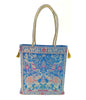 Turquoise Blue Handbag Ethnic Peacock Elephant Woven Zari Brocade Shoulder Bag
