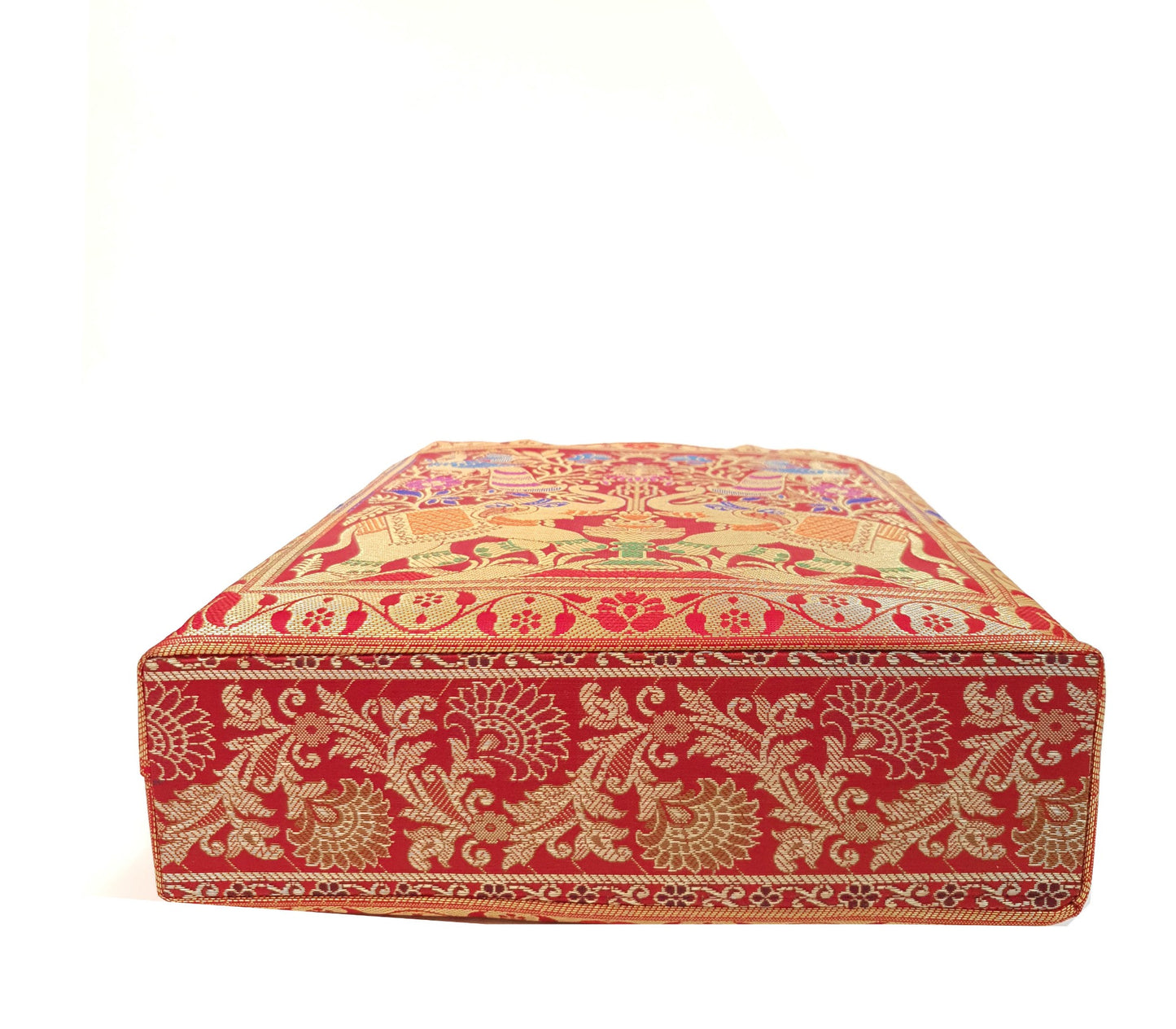 Red Indian Handbag Ethnic Peacock Elephant Woven Zari Brocade Shoulder Hand Bag