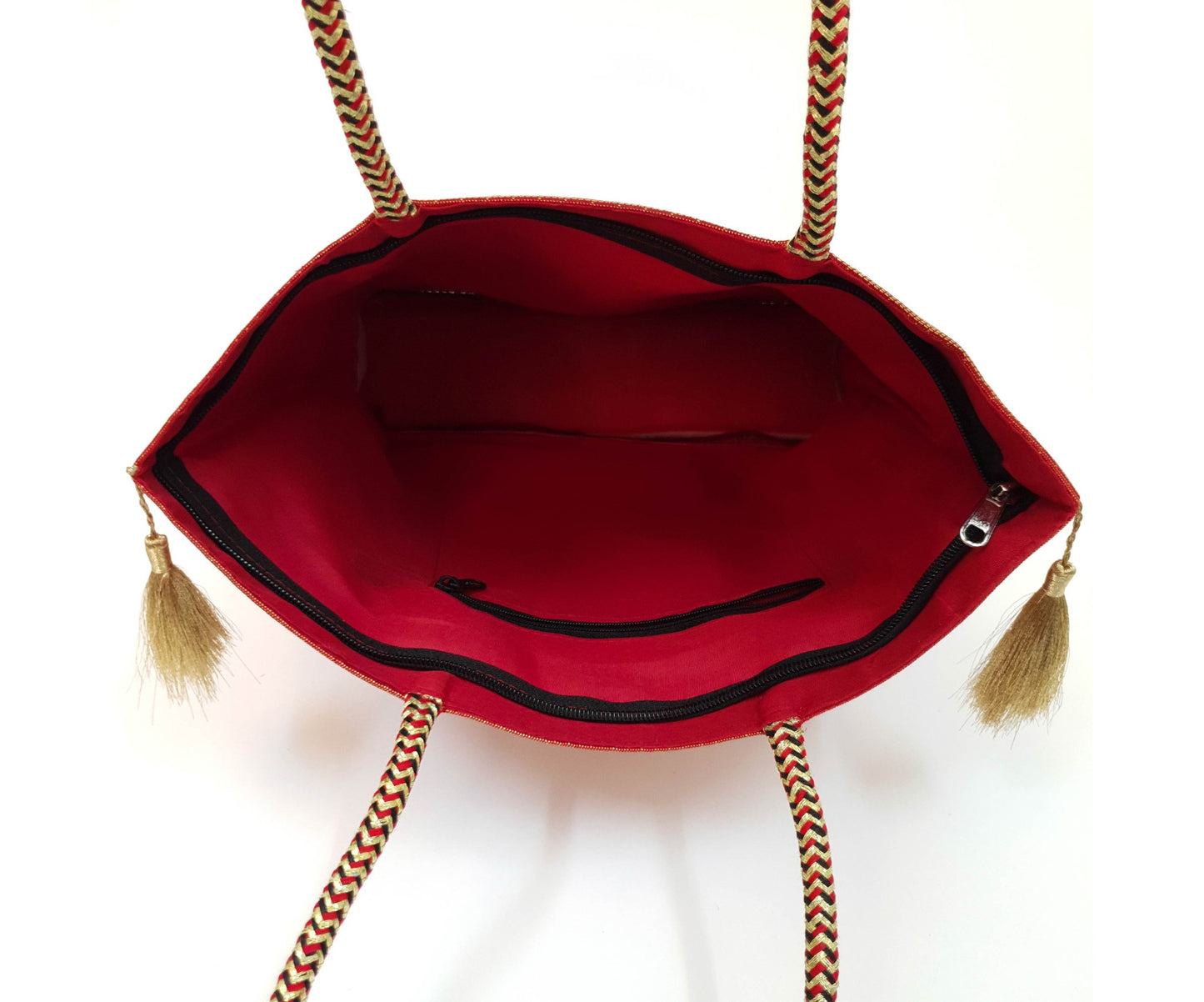 Red Indian Handbag Ethnic Peacock Elephant Woven Zari Brocade Shoulder Hand Bag
