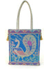 Handbag Indian Ethnic Peacock Woven Zari Brocade Fabric Blue Shoulder Hand Bag