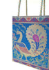 Handbag Indian Ethnic Peacock Woven Zari Brocade Fabric Blue Shoulder Hand Bag