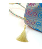 Handbag Indian Ethnic Peacock Woven Zari Brocade Fabric Blue Shoulder Hand Bag
