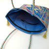 Handbag Indian Ethnic Peacock Woven Zari Brocade Fabric Blue Shoulder Hand Bag