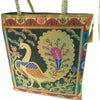 Bottle Green Handbag Ethnic Peacock Woven Zari Brocade Fabric Shoulder Hand Bag