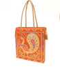 Ethnic Handbag Orange Peacock Woven Zari Brocade Fabric Casual Shoulder Bag