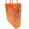 Ethnic Handbag Orange Peacock Woven Zari Brocade Fabric Casual Shoulder Bag