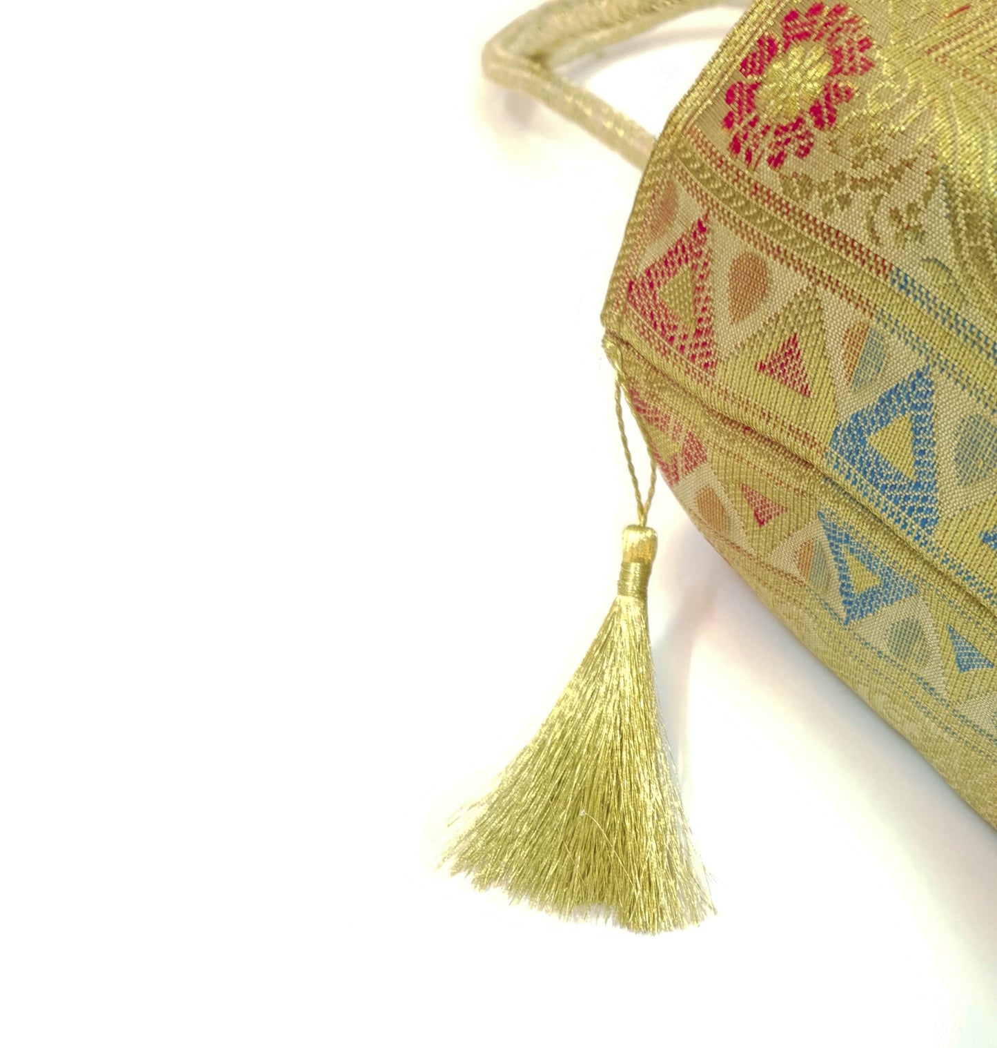 Peacock Woven Handbag Indian Ethnic Zari Brocade Women Beige Shoulder Hand Bag