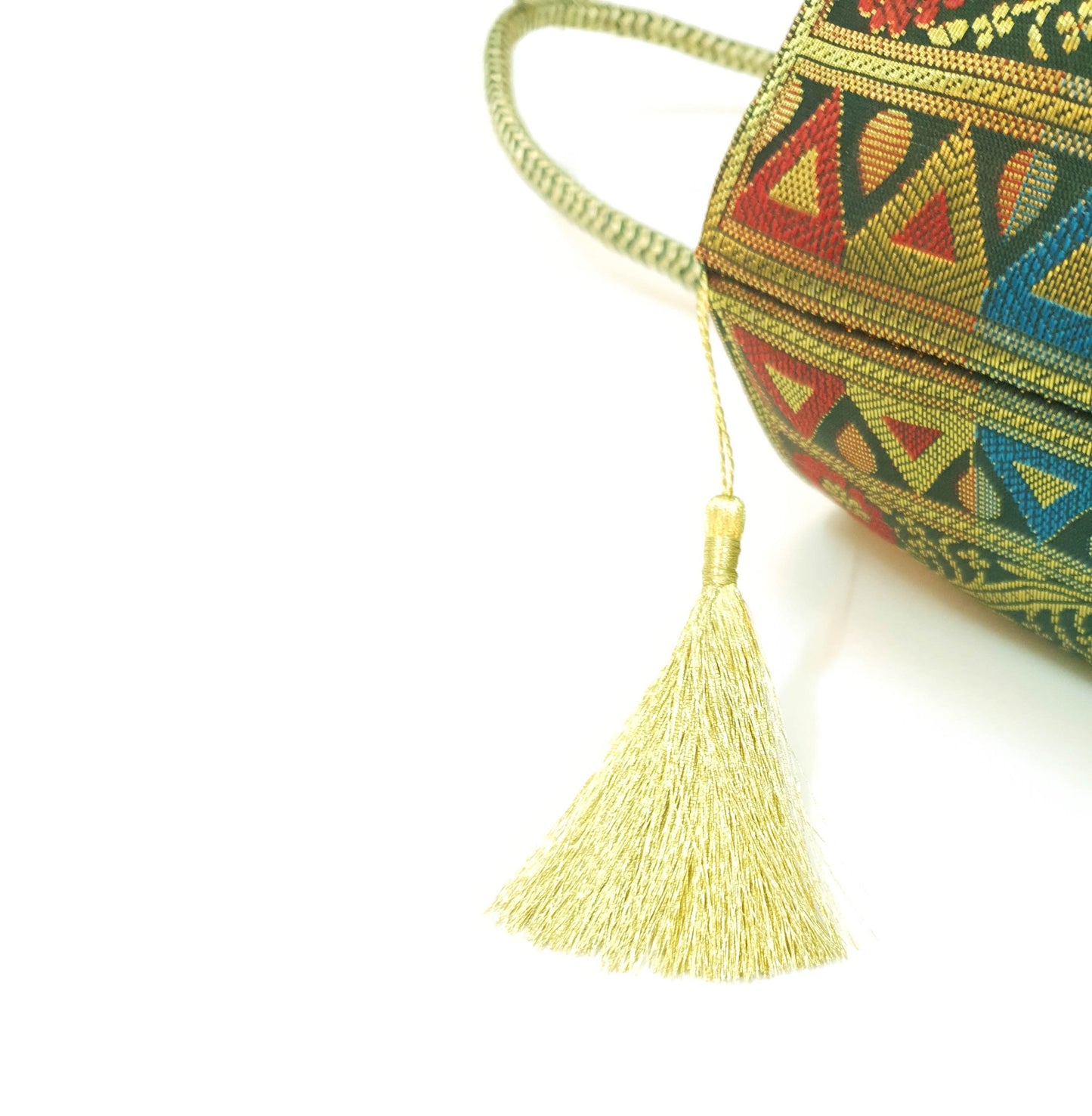Peacock Woven Handbag Indian Ethnic Zari Brocade Women Dark Green Shoulder Bag