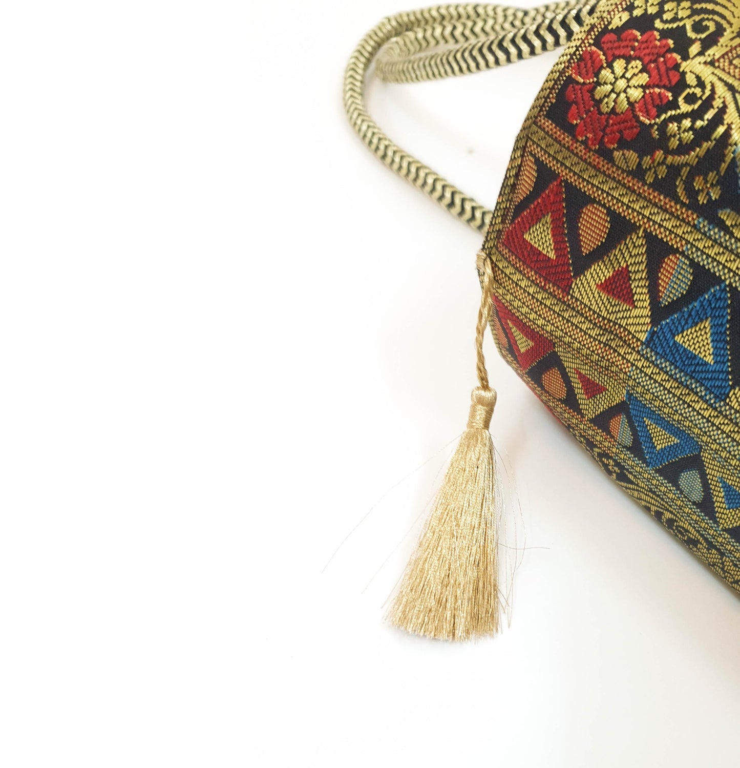 Peacock Woven Handbag Black Indian Ethnic Zari Brocade Women Shoulder Hand Bag