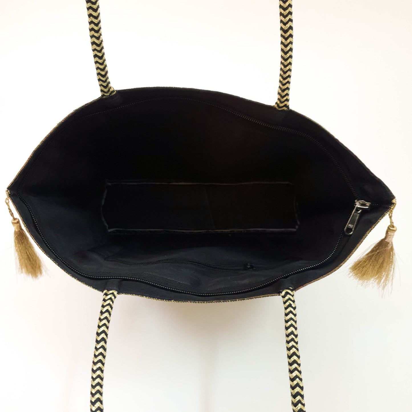 Peacock Woven Handbag Black Indian Ethnic Zari Brocade Women Shoulder Hand Bag