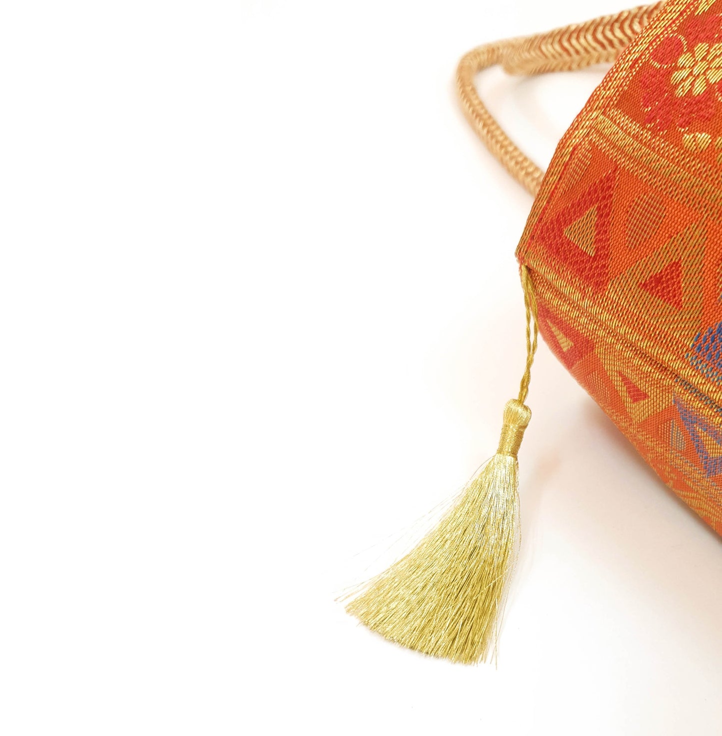 Peacock Woven Handbag Indian Orange Ethnic Zari Brocade Women Shoulder Hand Bag