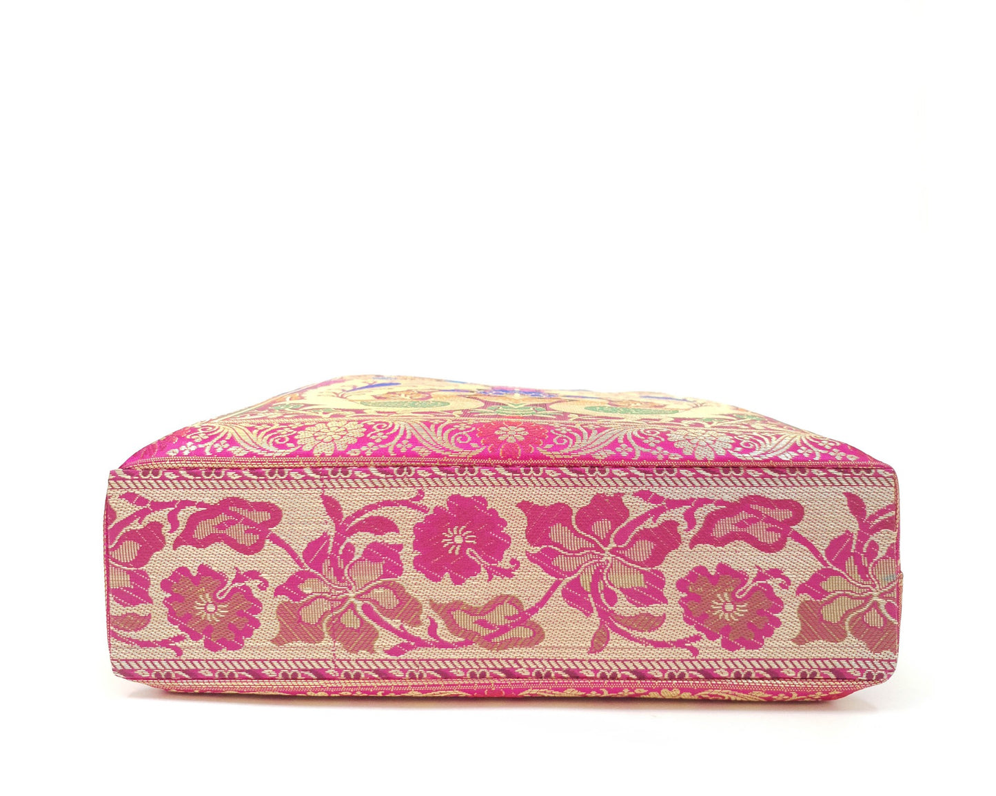 Hot Pink Peacock Woven Handbag Indian Ethnic Zari Brocade Women Shoulder Bag