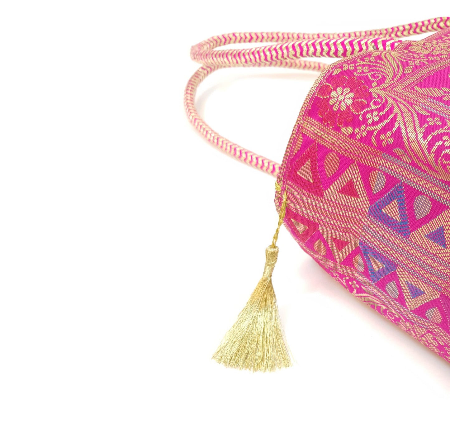 Hot Pink Peacock Woven Handbag Indian Ethnic Zari Brocade Women Shoulder Bag